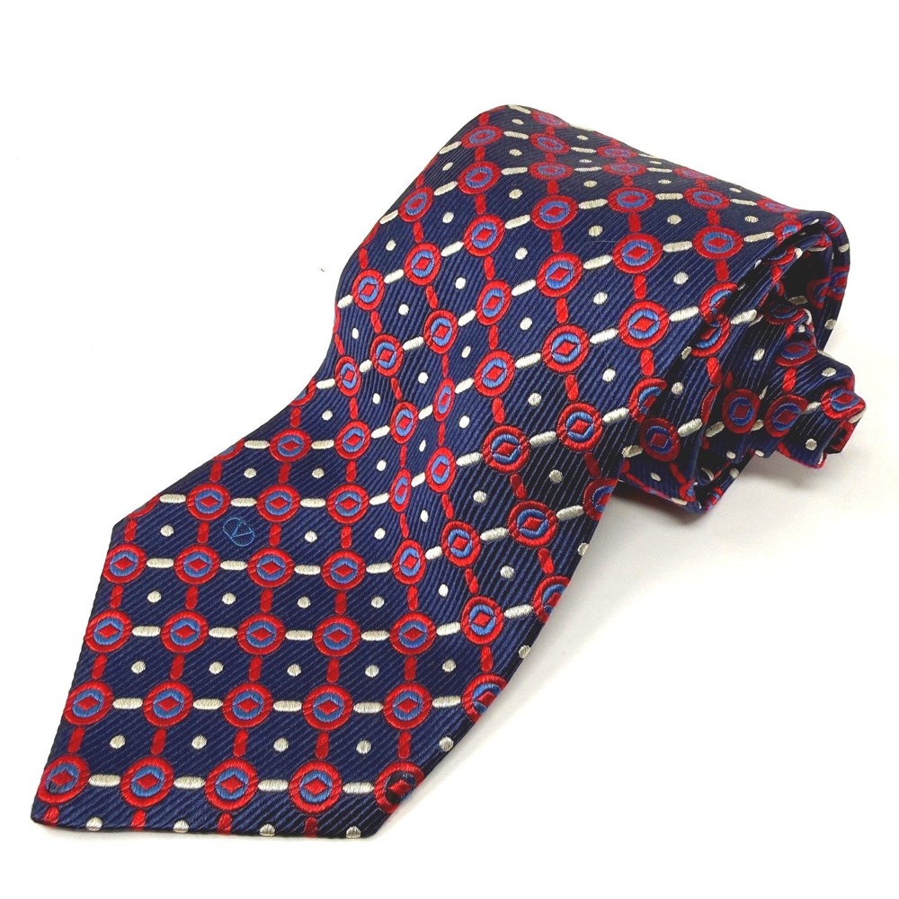 Vintage Valentino Cravette Men Silk Tie Made In Italy Geometric Jacquard 3.75x59